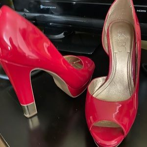 Red Patent Leather Pumps Peak -A-Toe